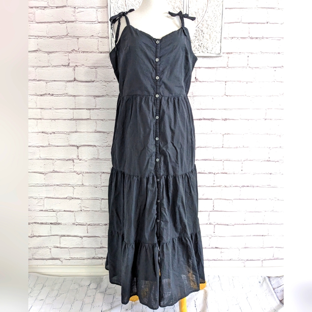 GAP Teired Ruffle Smocked 100% Cotton Lined Midi Dress 16 Tall